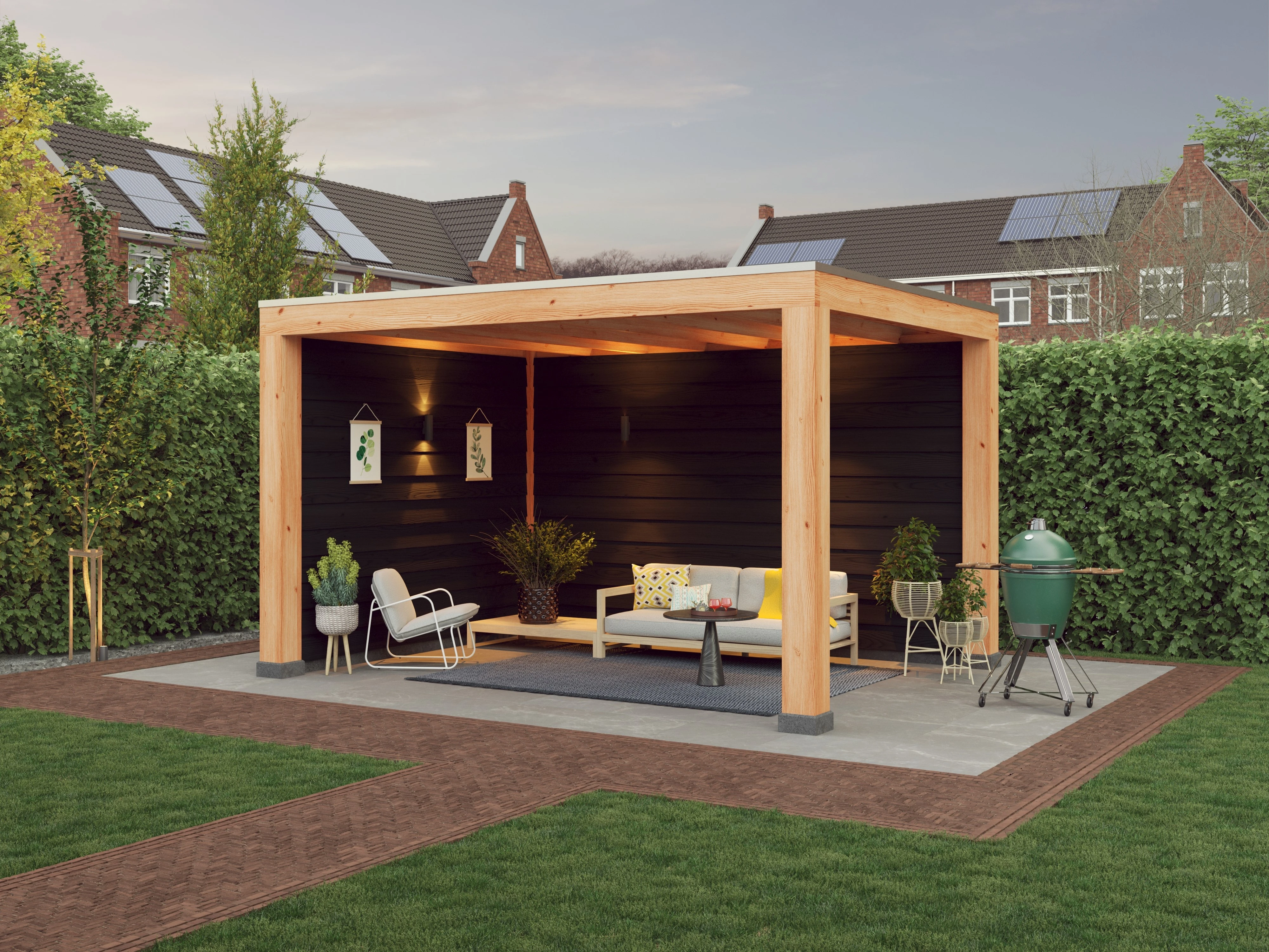 Douglas overkapping, 300 x 400, met achterwand en zijwand, Westwood Robuust zwart - Afbeelding 2